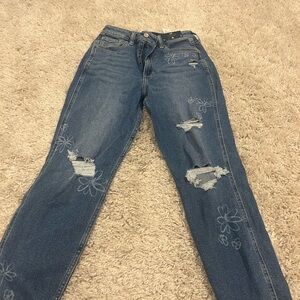 Hollister High Rise Blue Distressed Jeans